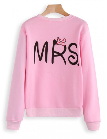 Casual Back Print Letters Crew Neck Sweatshirt