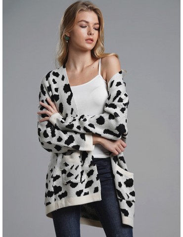 Leopard Loose Side Pockets Cardigan