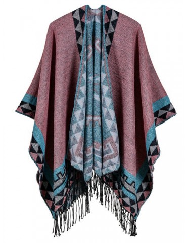 Elegant Print Irregular Tassel Shawl Cardigans for Women